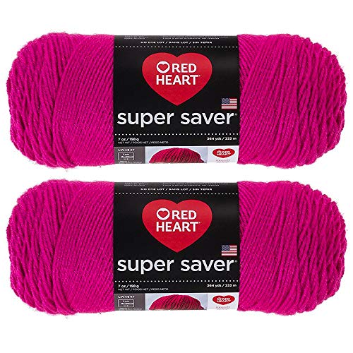 Bulk Buy: Red Heart Super Saver (2-Pack) (Shocking Pink, 7 oz Each Skein)