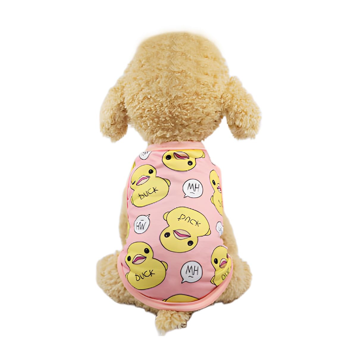 Vavious Dog Clothes Sleeveless Summer Dog Shirt Yellow Ducks Printed Pink Tank Top for Cat Polyester Breathable Puppy Vest...