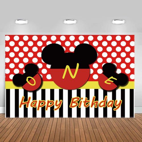 5x3FT Cartoon Mouse 1st Birthday Party Backdrop Mouse Theme Birthday Photography Backdrop Decorations (ONE)
