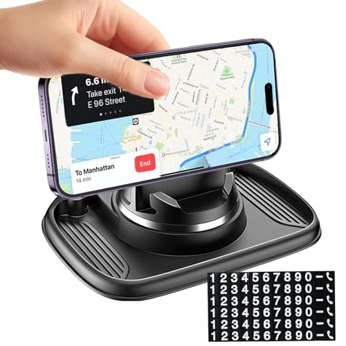 Soporte de Teléfono Móvil para Salpicadero de Coche, 360° Giratorio Soporte Teléfono Móvil para Coche, Soporte Teléfono Salpicadero de Silicona Antideslizante para Todos los Teléfonos Inteligentes