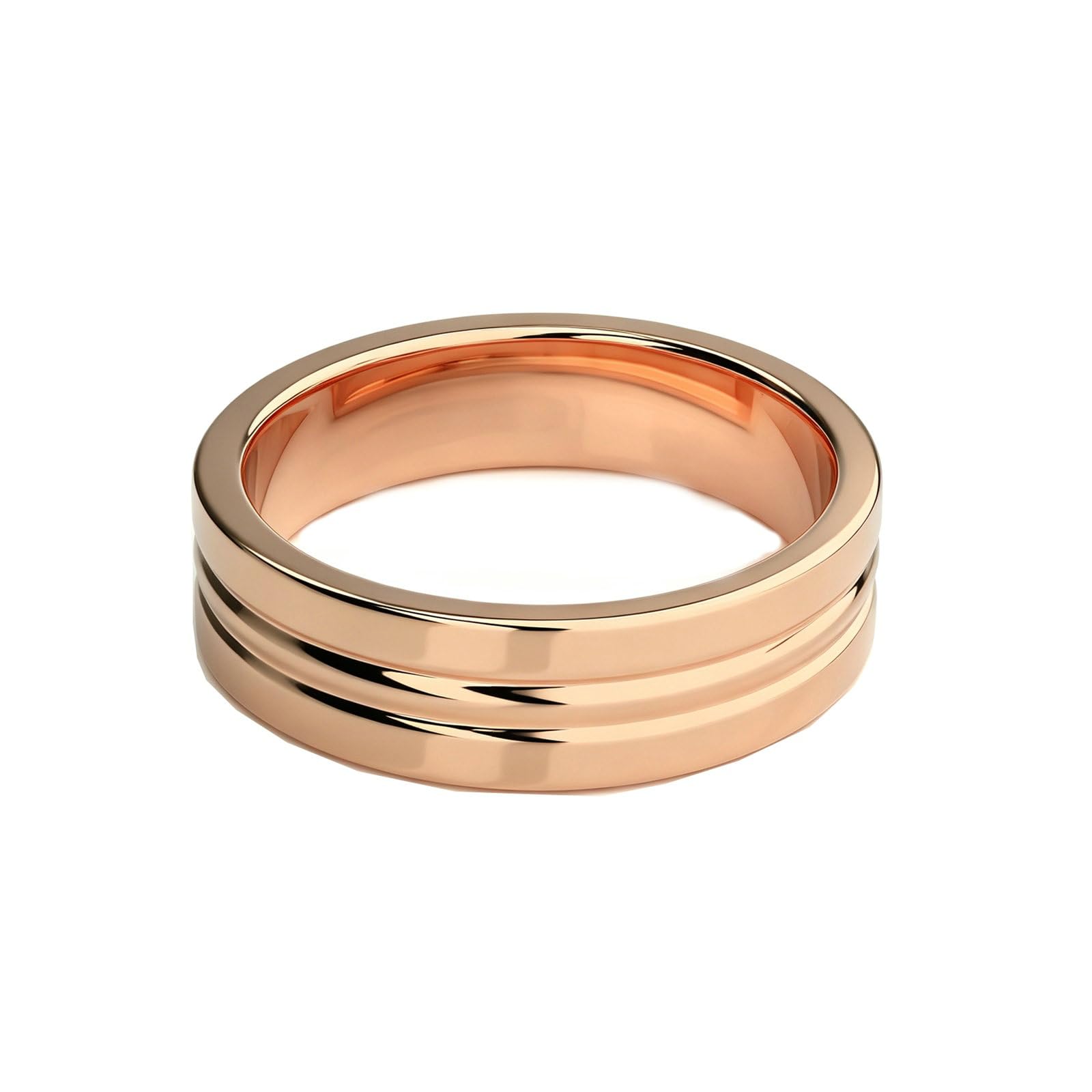 Anillos de boda dorados unisex patrón de rayas simple, 9 K/14 K/18 K, oro rosa alianzas de boda