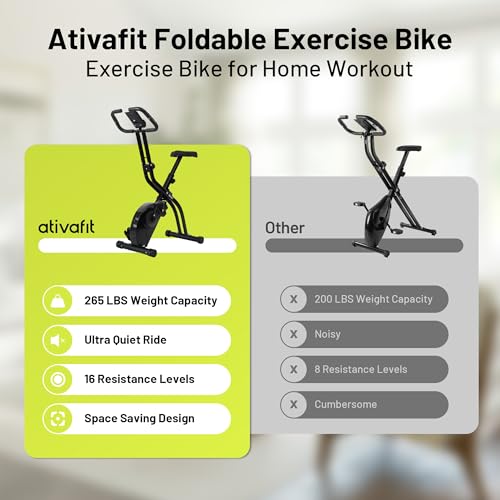 Image of ATIVAFIT 5-in-1 Foldable Exercise Bike for Home, Upright & Recumbent Indoor Bike with 16-Level Magnetic Resistance, Resistance Bands, Quiet Cardio, Adjustable Seat