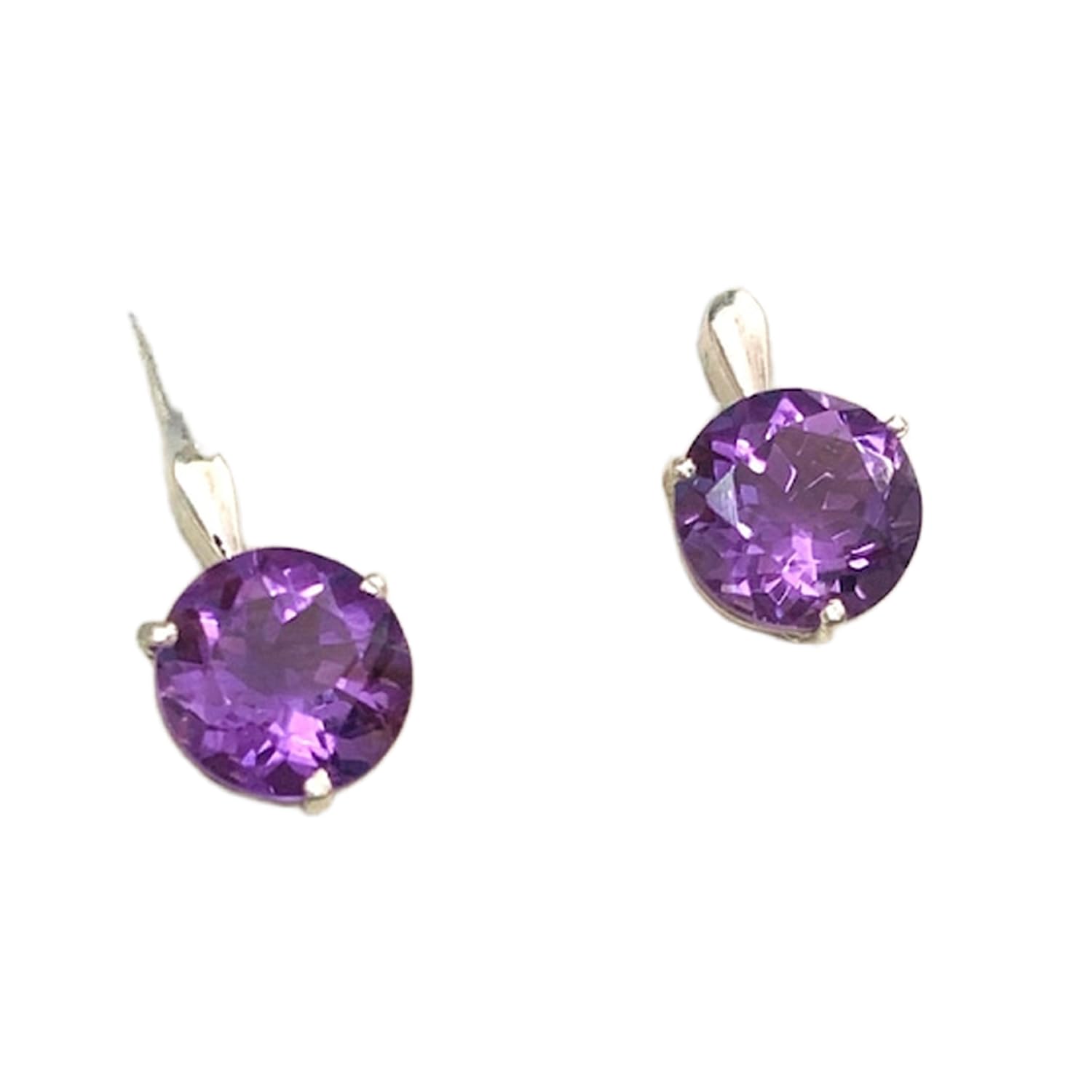Puces d'oreilles améthyste naturelle argent 925 boucles minimalistes chic