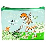 Blue Q Coin Purse, Rakin' It In. Made from 95% recycled material, the ultimate little zipper bag to corral money, ear buds, gift cards, stamps, vitamins, coins. 3'h x 4'w