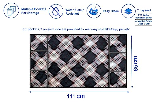 Image of Stylista Refridgerator top Cover Suitable for Samsung RR20A181BU8 /HL, 192 Liter Fridge, Dimension (WXD) 65x111 CM, Checkered Pattern Cream