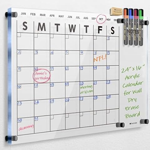 Acrylic Dry Erase Calendar for Wall 23”x16“ Clear Acrylic Wall Calendar White Board Calendar Home Office Calendar Cover