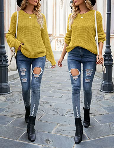 Image of MEROKEETY Women's Fall Long Sleeve Waffle Knit Oversized Sweater