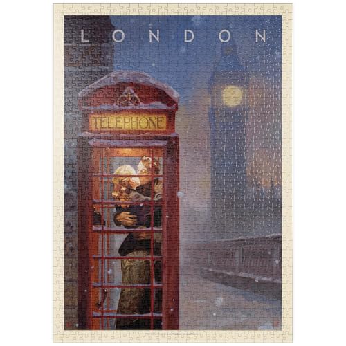 MyPuzzle Angleterre : Cabine Téléphonique De Londres, Affiche Vintage - Premium 1000 Pièces Puzzle - Collection spéciale MyPuzzle de Anderson Design Group