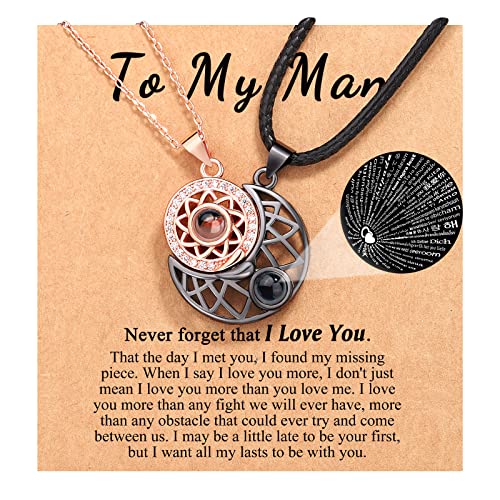 UPROMI Couple Necklace for Boyfriend/Girlfriend/Husband/Man/Soulmate, Anniversary Christmas Birthday Wedding Gifts for Him Her
