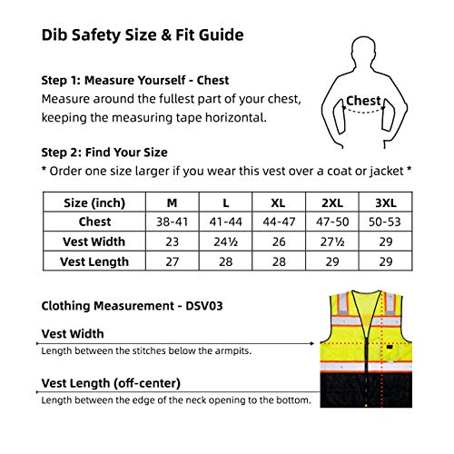 Dib Safety DSV03Y-L Vest Reflective With Pockets And Zipper thumb #1
