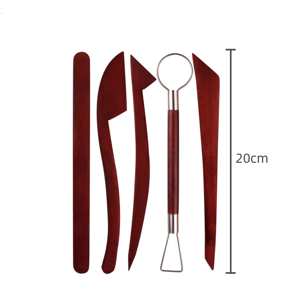 Herramientas de cerámica 12 piezas Herramientas de escultura de cerámica de madera roja Moda DIY Modelado de cerámica Cortador de madera Cortador de talla de arcilla polimérica Niño Adulto (Tamaño :