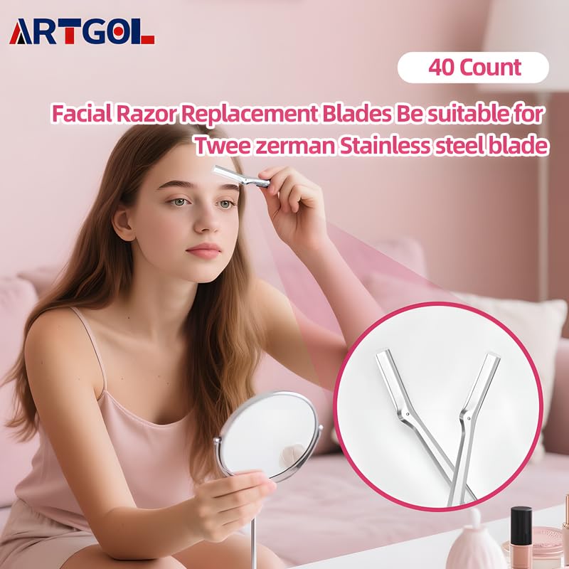 40 Count Facial Razor Replacement Blades Be suitable for Twee zerman Stainless steel blade