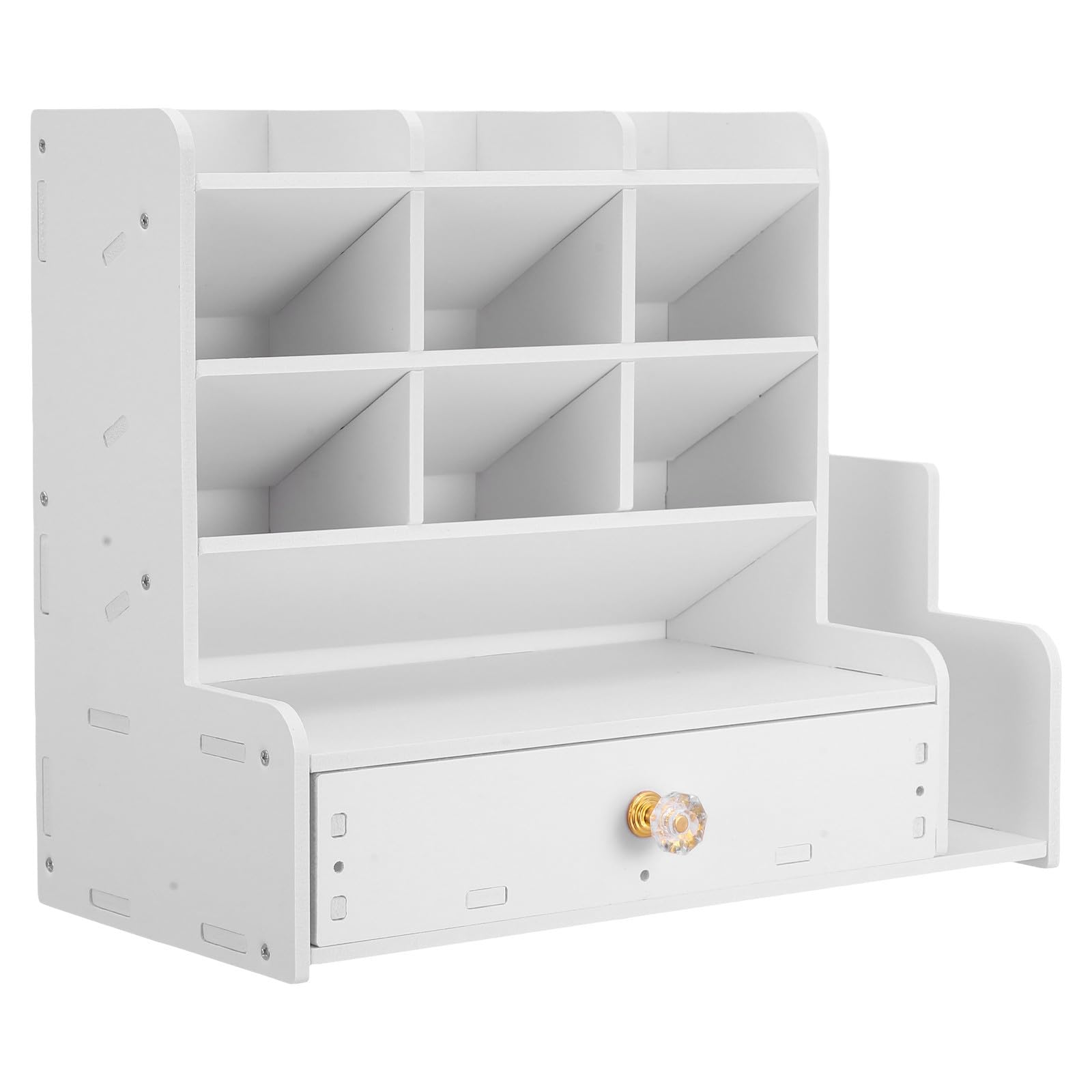 Portalápices Multifuncional de Tablero Compuesto Madera-plástico Gran Capacidad y Diseño Inclinado para Oficina, Organizador de Bolígrafos Cajón Almacenaje Blanco