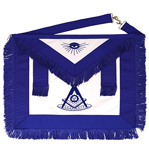 Masonichub Past Master Masonic Apron Fringe Blue Lodge Square & Compass 100% Lambskin Leather #TOP15