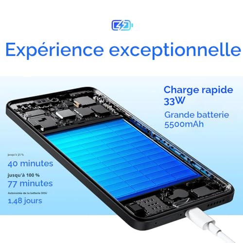 Redmi Note 14 4G batterie 5500mAh puissante et grand stockage 256Go