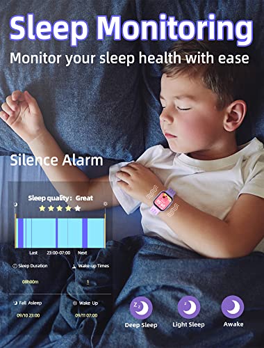 Kids Smart Watch For Boys Girls,Ip68 Waterproof Kids Fitness Activity Tracker Watch,Heart Rate Sleep Monitor,8 Sport Modes, Pedometers, Calories Counter, Alarm Clock, Kids Gifts For Teens 6+ (Purple) #TOP4