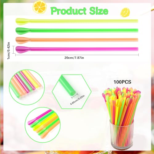 200 pitillos de plástico desechables multicolor 20 cm miniatura 3