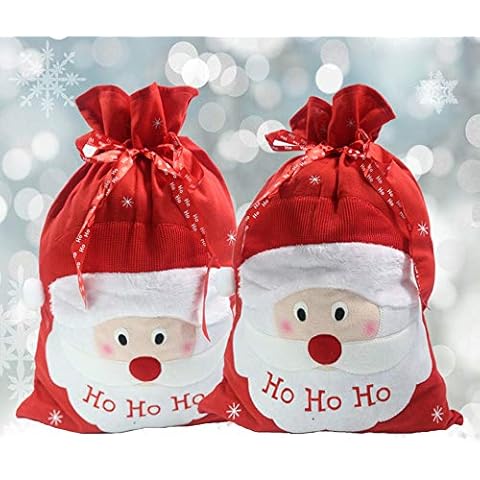 Christmas Santa Claus Sacks. 50X72cm Large Christmas Sacks Ho Ho Ho. Pack of 2 Cover