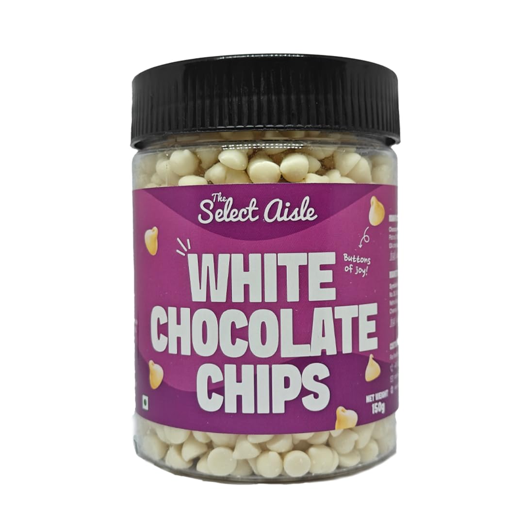 The Select Aisle's White Chocolate Chips - 150g [White Chocolate Chips | Compound Chocolate Chips for Cake Decorations | Choco Chips for Baking | White Choco Chips]