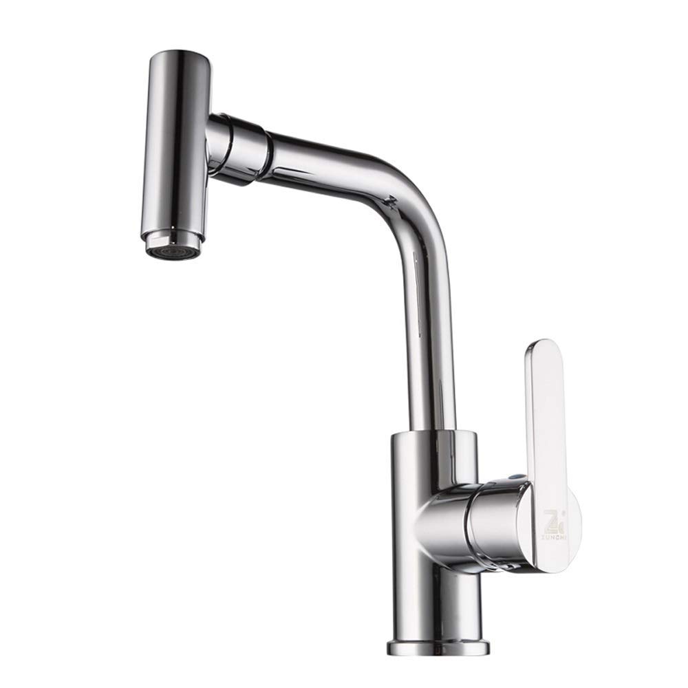 HCFYAUIS Chrome Pull Out Kitchen Faucet Widespread Lavatory Bathtub Vanity Sink Mixer with Shampoo Basin and Single Handle Modern Water Tap for Home Use
