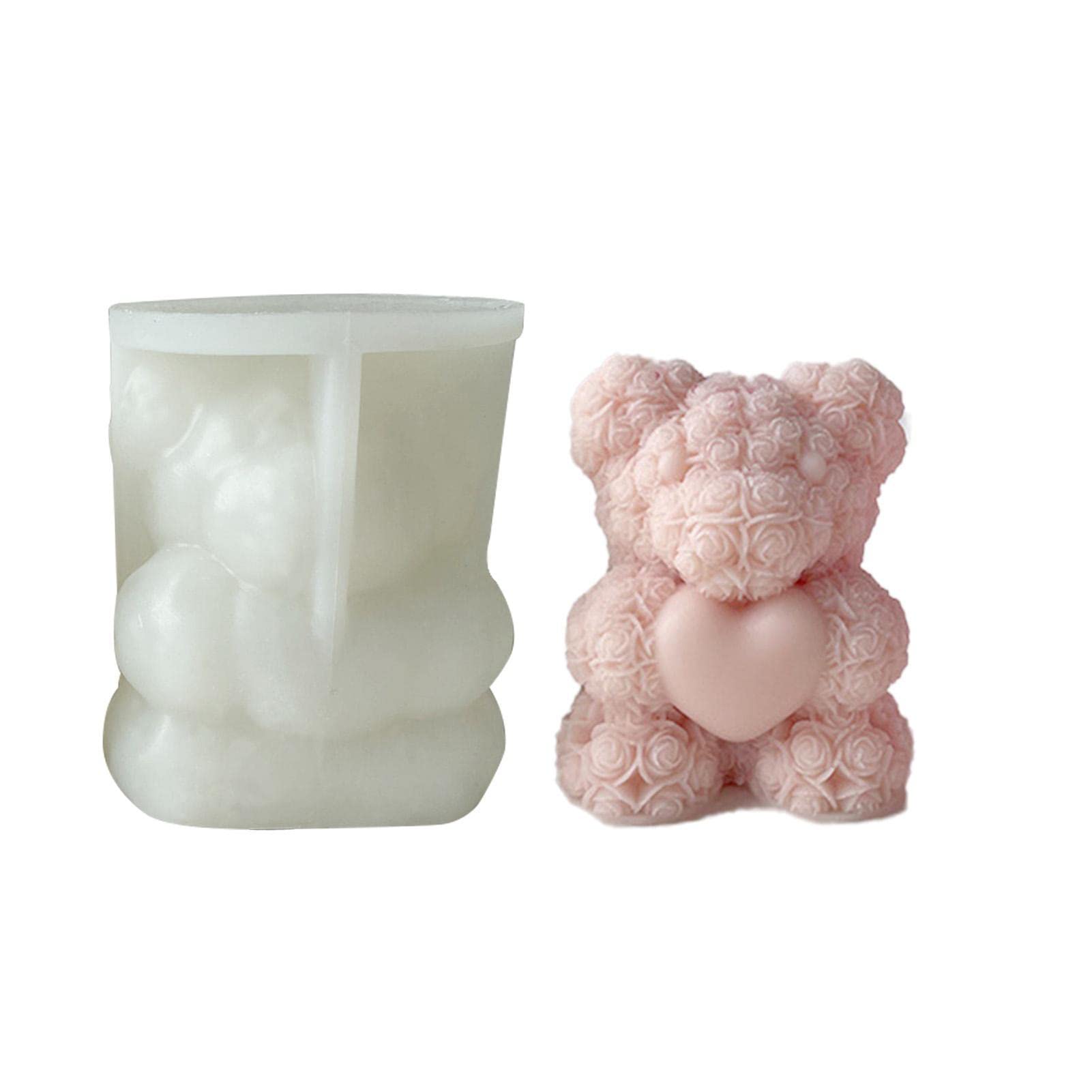 Yusheng Flower Bear Silicone Molds Bear Moulds Handmade Candle Soap Mould Epoxy Resin Mold