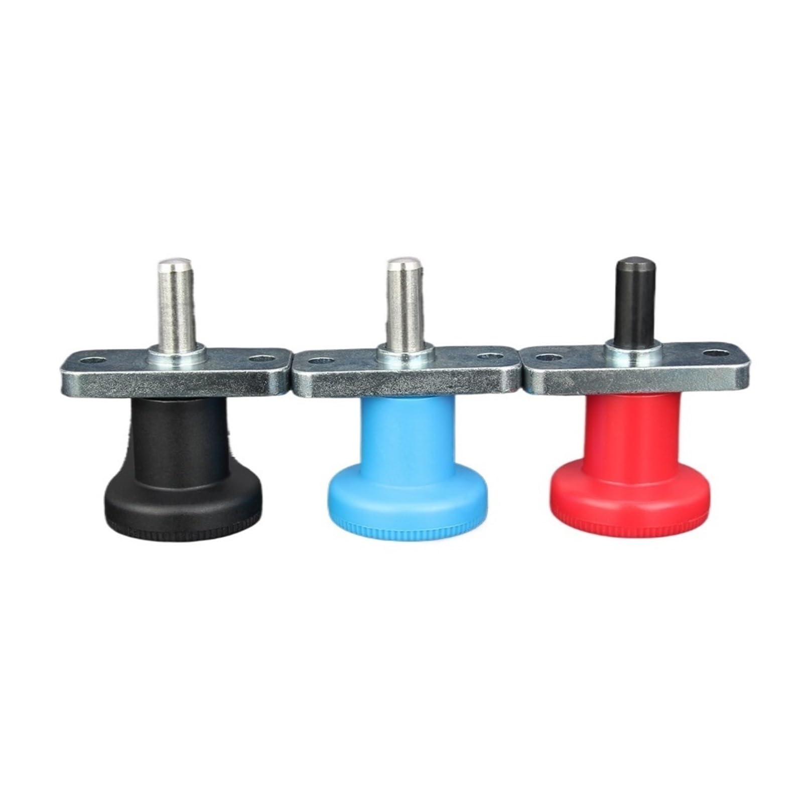 Rastbolzen mit Flansch aus Edelstahl/Kohlenstoffstahl, Rückstellart/selbstsichernder, federbelasteter Knopfstößel, 6 mm/8 mm Stifte(VCN232-CN-red,B8-18)