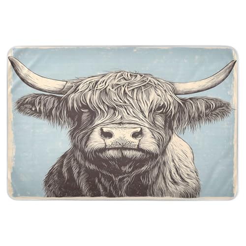 CEBUGI 34” x 52”Washable Underpads Heavy Absorbency Waterproof Incontinence Bed Pads Cute Highland Cow Pee Pads for Adults Kids and Baby