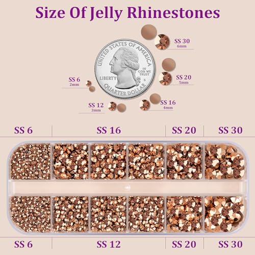 Image of Resin Jelly Rhinestones for Crafting with B7000 Jewelry Glue, 1 Box Champagne Flatback Crystal with 3Pcs 10ml Glue, Bedazzling Non Hotfix Gems for DIY Tumblers Clothing Shoes Manicure