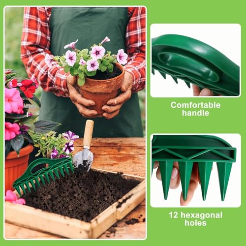 2er Set Sämaschine – Pflanzhilfe mit 12 Löchern – Garten Handpflanzer Säwerkzeug, Samen-Spender mit verstellbarem Hand-Setzgerät für die Aussaat im Garten (A)