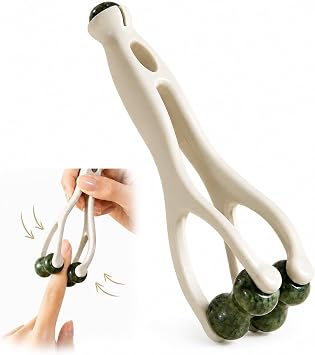 Natural Jade Finger Massager Roller, Dual Sided Hand Massage Tool