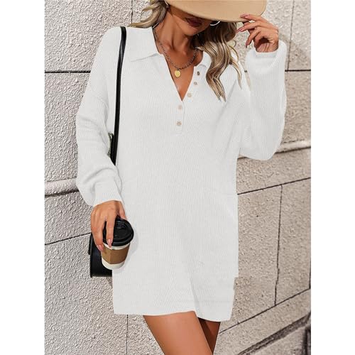 Robe pull-over mince col en V pour vos sorties chics en ville