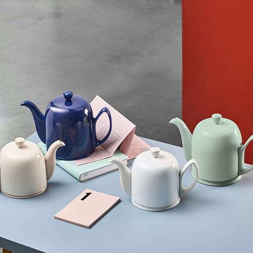 Miniatura 4 de Degrenne Salam - Tetera francesa de lujo, tetera de porcelana con cubierta de acero inoxidable, tetera de cerámica para té suelto, infusor