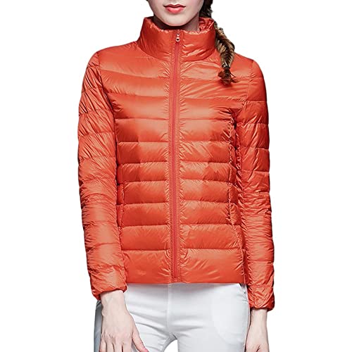 Manteau d'hiver fin et léger pour femme orange taille S en duvet