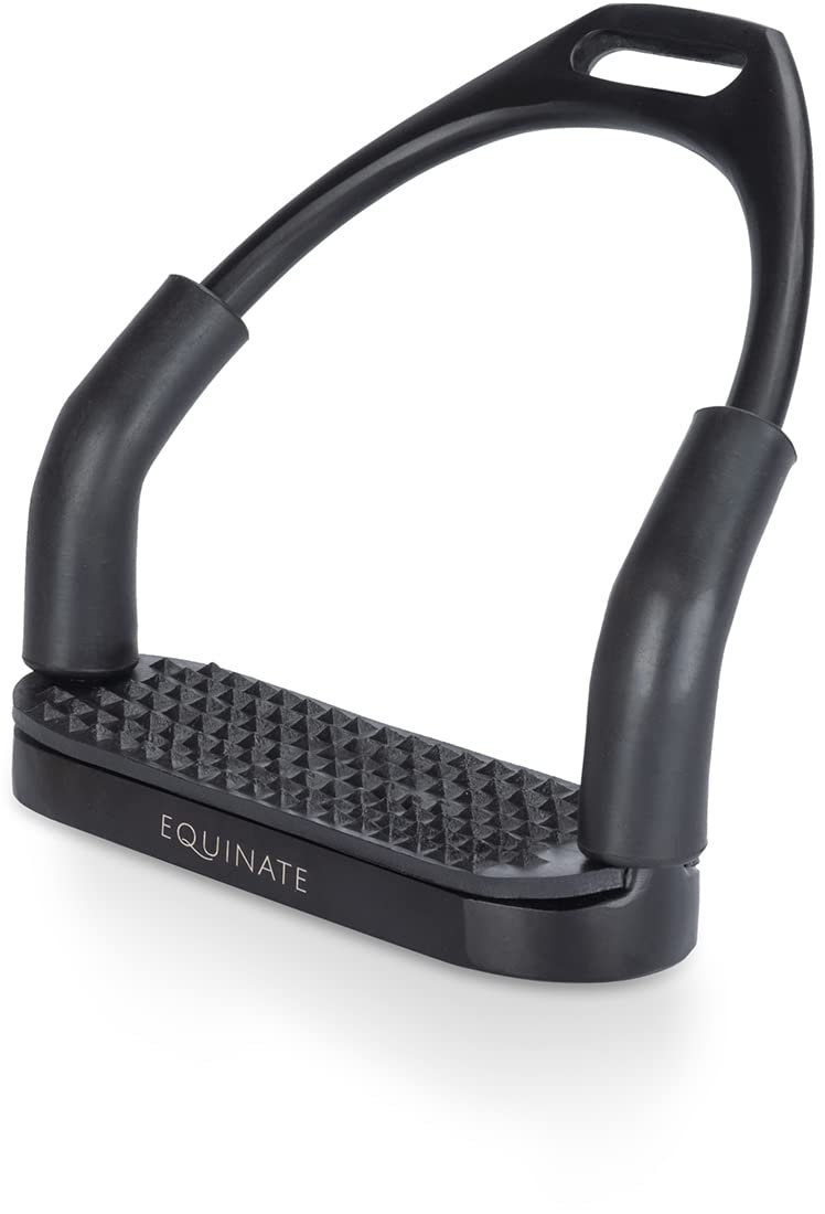 Equinate Sicherheitssteigbügel Oregon 12cm Schwarz Matt Anti-Rutsch Trittfläche Gummi 2 Stück