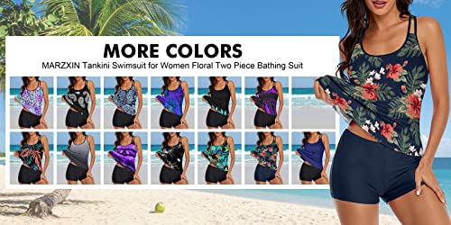 MARZXIN Tankini Swimsuit for Women Floral Two Piece Bathing Suit Swimwear Tank Top Swimwear with Boyshorts4