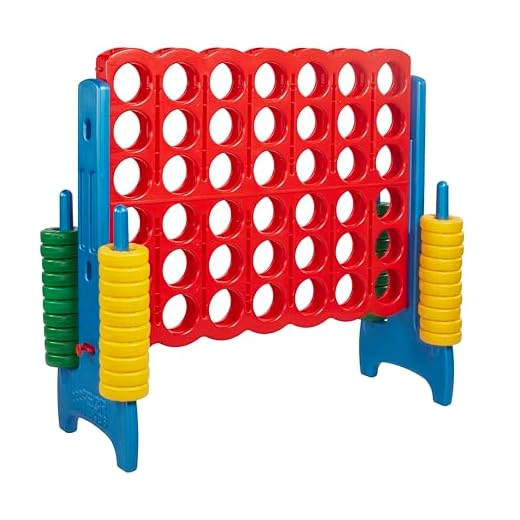 ECR4Kids Jumbo 4-to-Score Giant Game Set, Backyard Games for Kids, Jumbo Connect-All-4 Game Set, Indoor or Outdoor Game, Adult and Family Fun Game, Easy to Transport, 4 Feet Tall, Primary Colors
