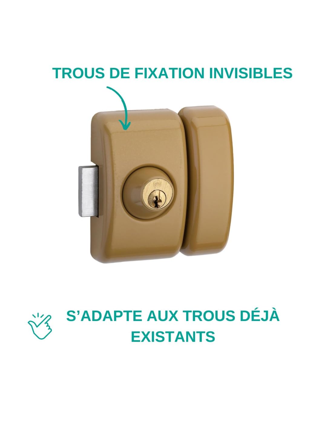 THIRARD - Verrou Double Entrée Universel Ajustable - Cylindre 35 à 80 mm - Acier - 5 Clés - Epoxy Bronze - Sécurité Domestique - Double Entrée Cylindre - Bronze