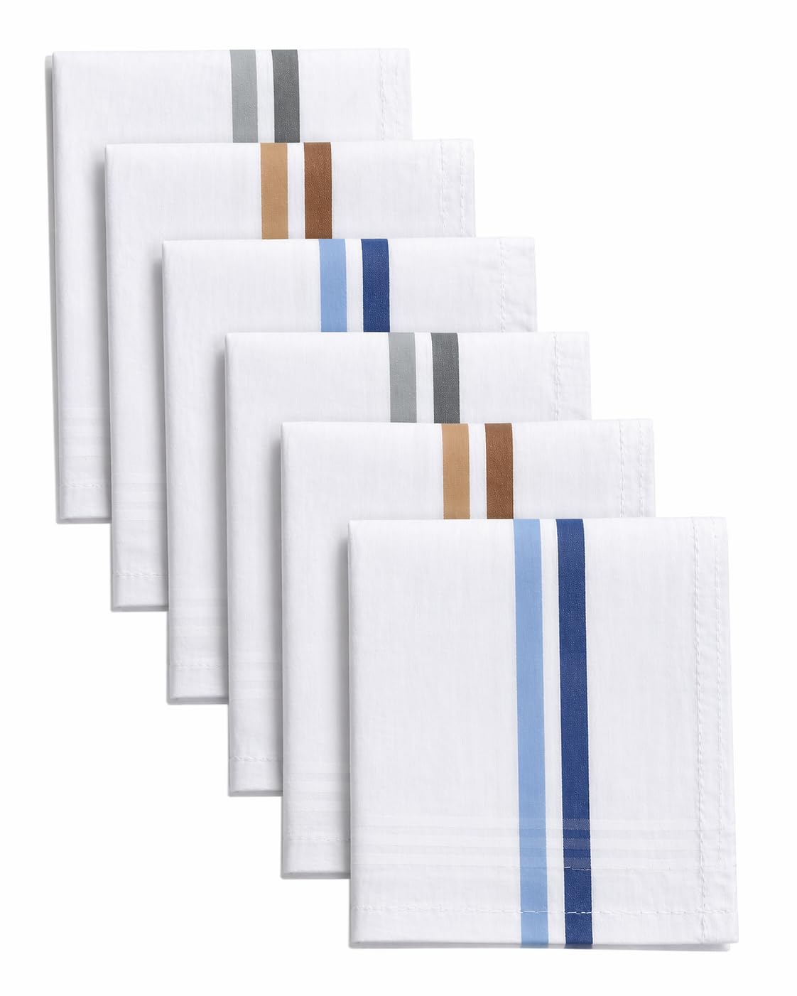 Cotton Handkerchief for Men White Hankies with Striped Border Soft Reusable Cloth Pocket Square Sweat Absorbent Handkerchief for Daily Use Travel Office School Washable Durable-image-3