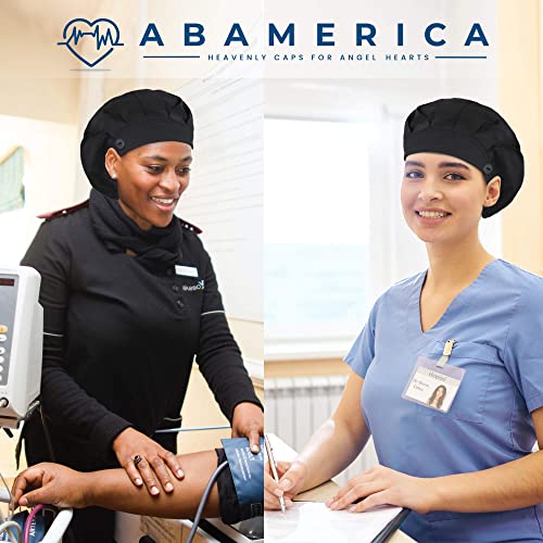Image of ABAMERICA Bouffant Caps with Button and Sweatband, Adjustable Scrub Caps for Women Men, One Size Multi Color