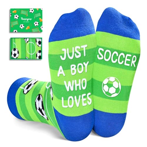 HAPPYPOP Birthday Gift Ideas for Boys - Soccer Gifts for Kids Age 7-9, Grip Soccer Socks, Stocking Stuffers