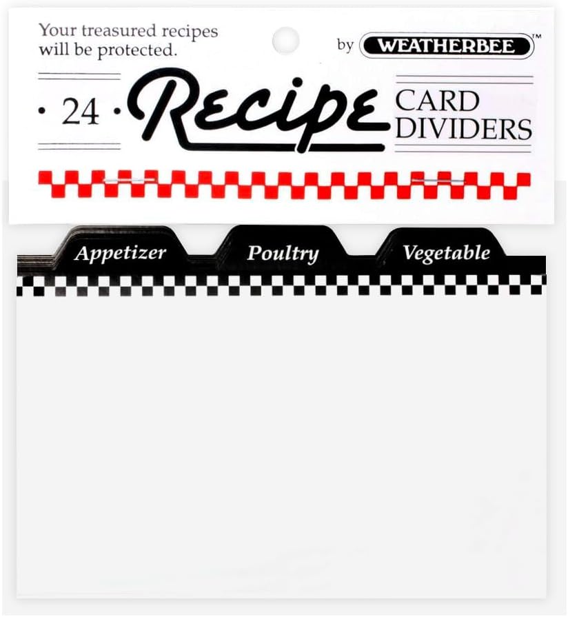 Preprinted Recipe Card Tab Dividers Set, 3-Inches x 5-Inches, Set of 24
