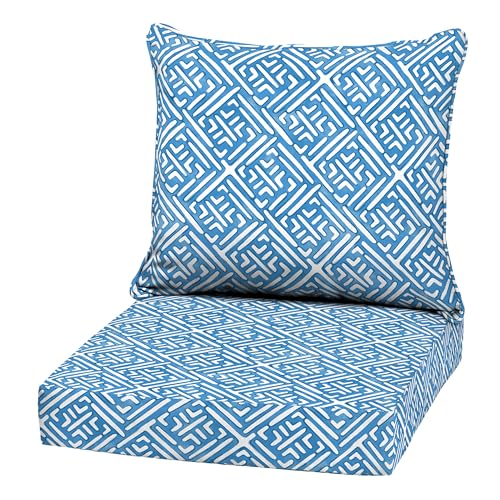 Image of Arden Outdoor Deep Seat Cushion Set, 22x24, Amalfi Blue Tile