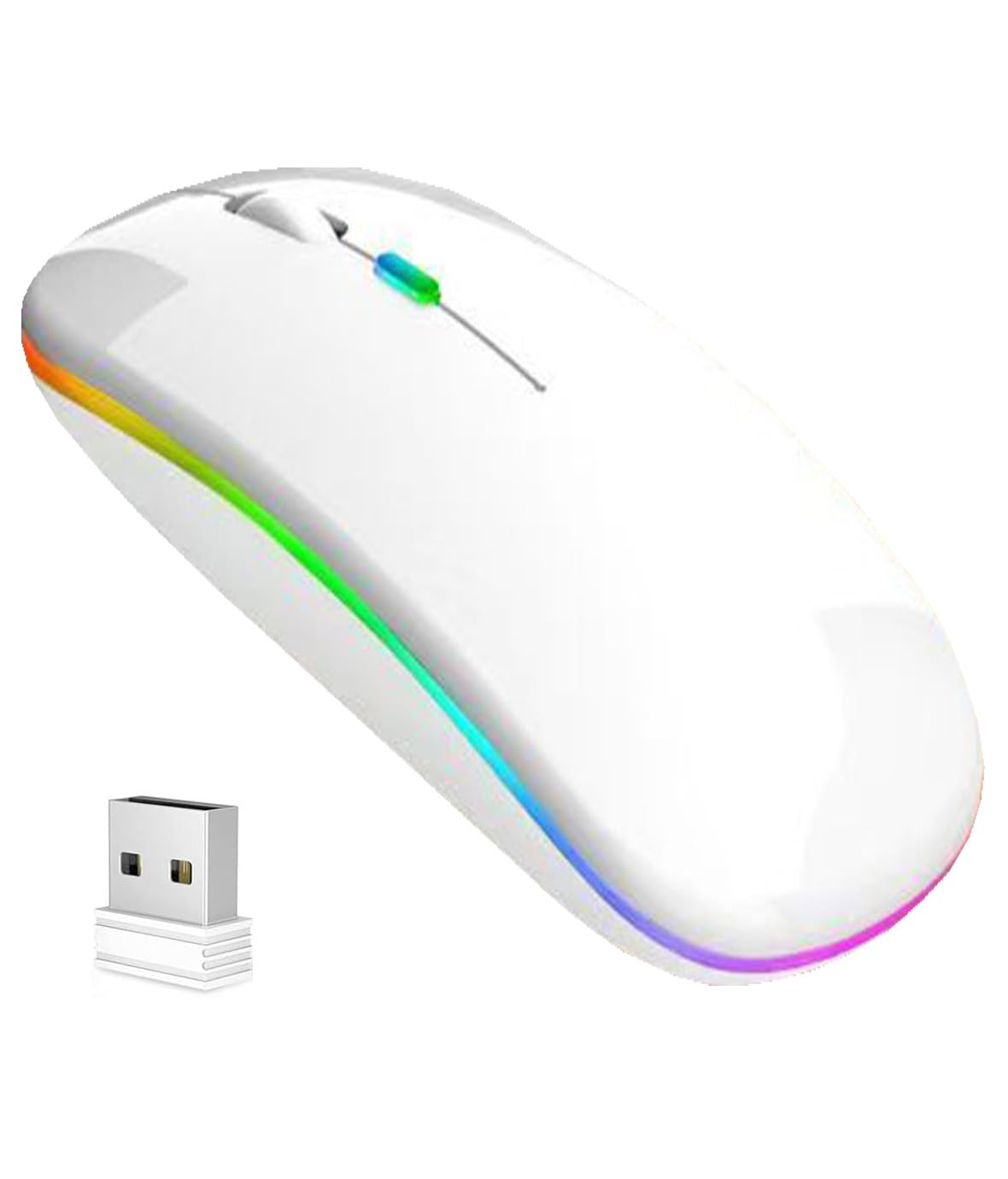 マウス 無線 ワイヤレス【超薄型&Type-C充電式】bluetooth 高精度 高感度 静音 3段階DPI切替 2.4GHz 小型 光学式 左右対称 ブルートゥース コンパクト 軽量 握りやすい 簡単接続 持ち運び便利 パソコン マウス Mac/Windows/Surface/PC/Macbookに対応 (ホワイト・7色ライト)