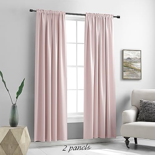 Image of DONREN Blush Pink Curtains 80 Inches Long - 2 Panels Blackout Curtain Panels /Drapes for Girls Kids Bedroom Decor - Baby Pink Room Darkening Thermal Insulated for Baby Nursery W 52 inch x L 80 inch