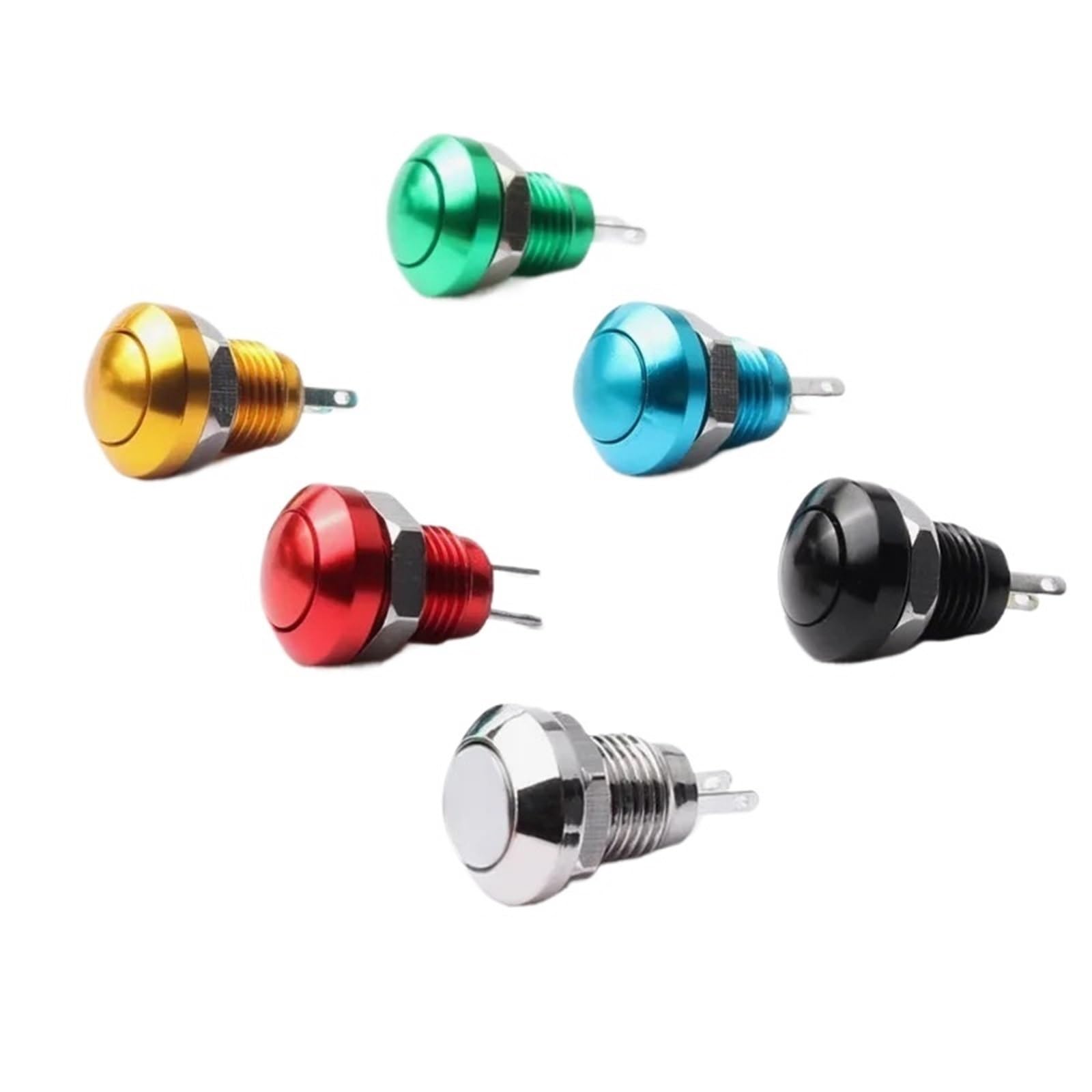 Lot de 1/10/50 boutons poussoirs momentanés en métal, 8 mm, étanches, for sonnette de porte, démarrage automatique du moteur(Blue,10PCS)