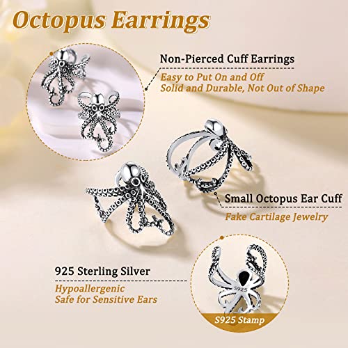 Suplight 925 Sterling Silver Ear Cuff Non Piercing Helix Cartilage Clip on Wrap Earrings for Women, Various Styles4