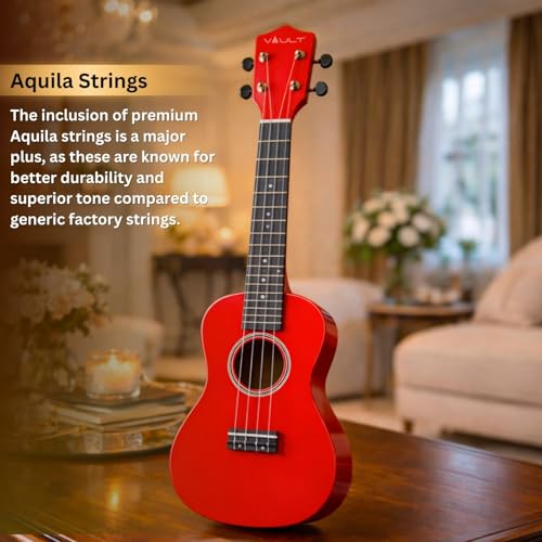 Image of Vault UK-003 Concert Colourful Ukulele 23 inch With Gig Bag - Red