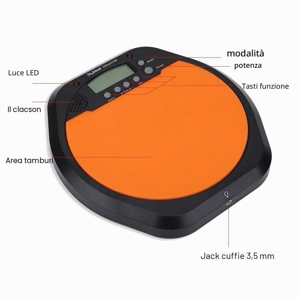 Alomejor Drum Pad Practice Training Metronomo Drum Machine con Display LCD Auricolare per Allenamento