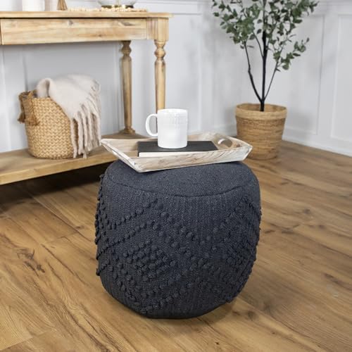 Northlight Woven Cotton Textured Round Pouf - 14