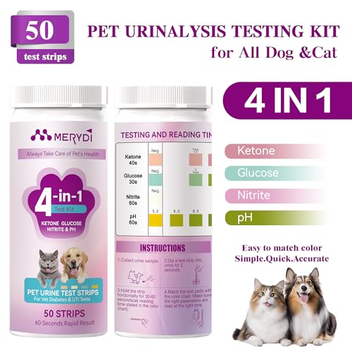 dog amp cat urine test strips 4-in-1 pet urinalysis testing kit for ketone glucose ph and nitrite reagent strips for vet diabetes amp uti monitor 50ct urine test kit easy to use at home